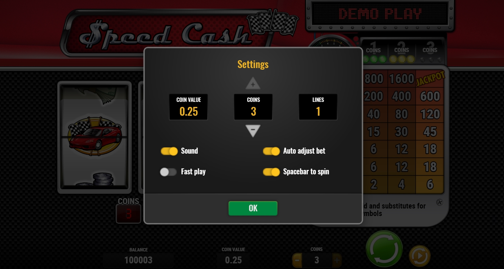 Speed Cash Classic ranura para los amantes de la velocidad
